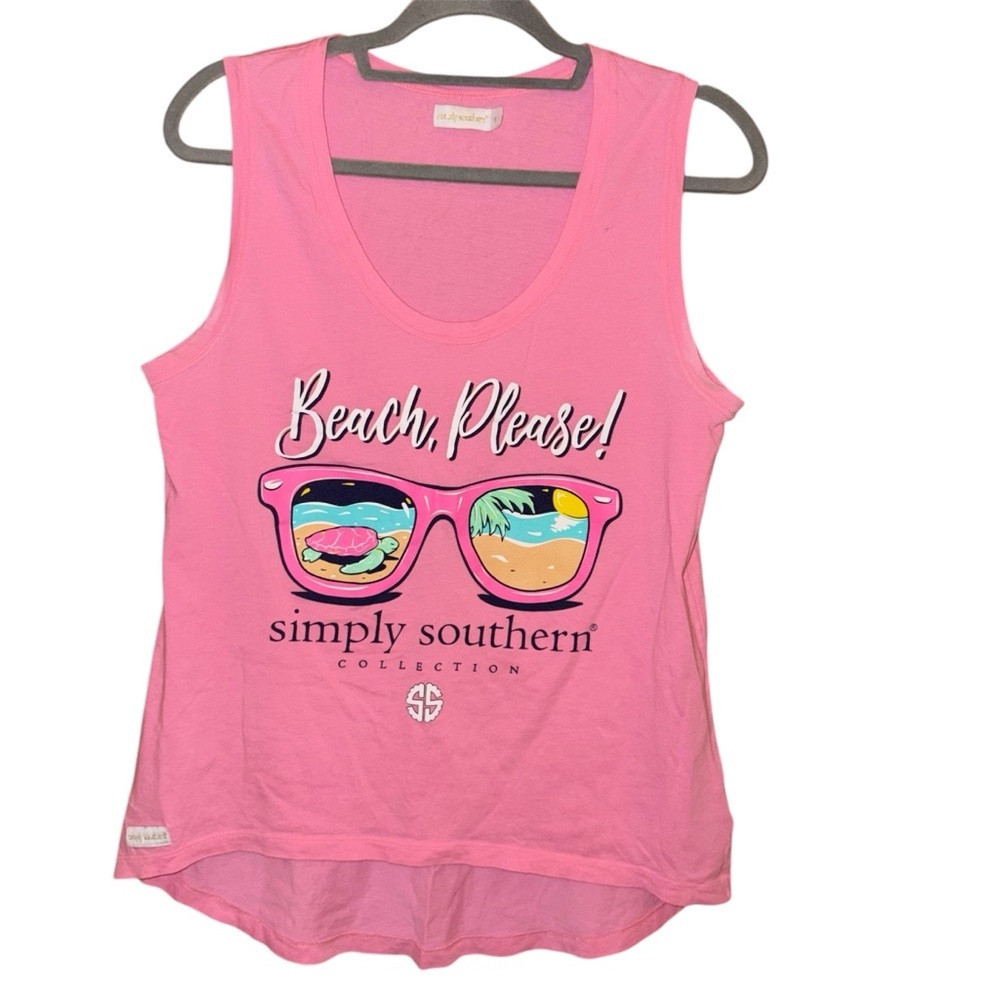 Simply Southern Beach Please Tank‎ top pink size small